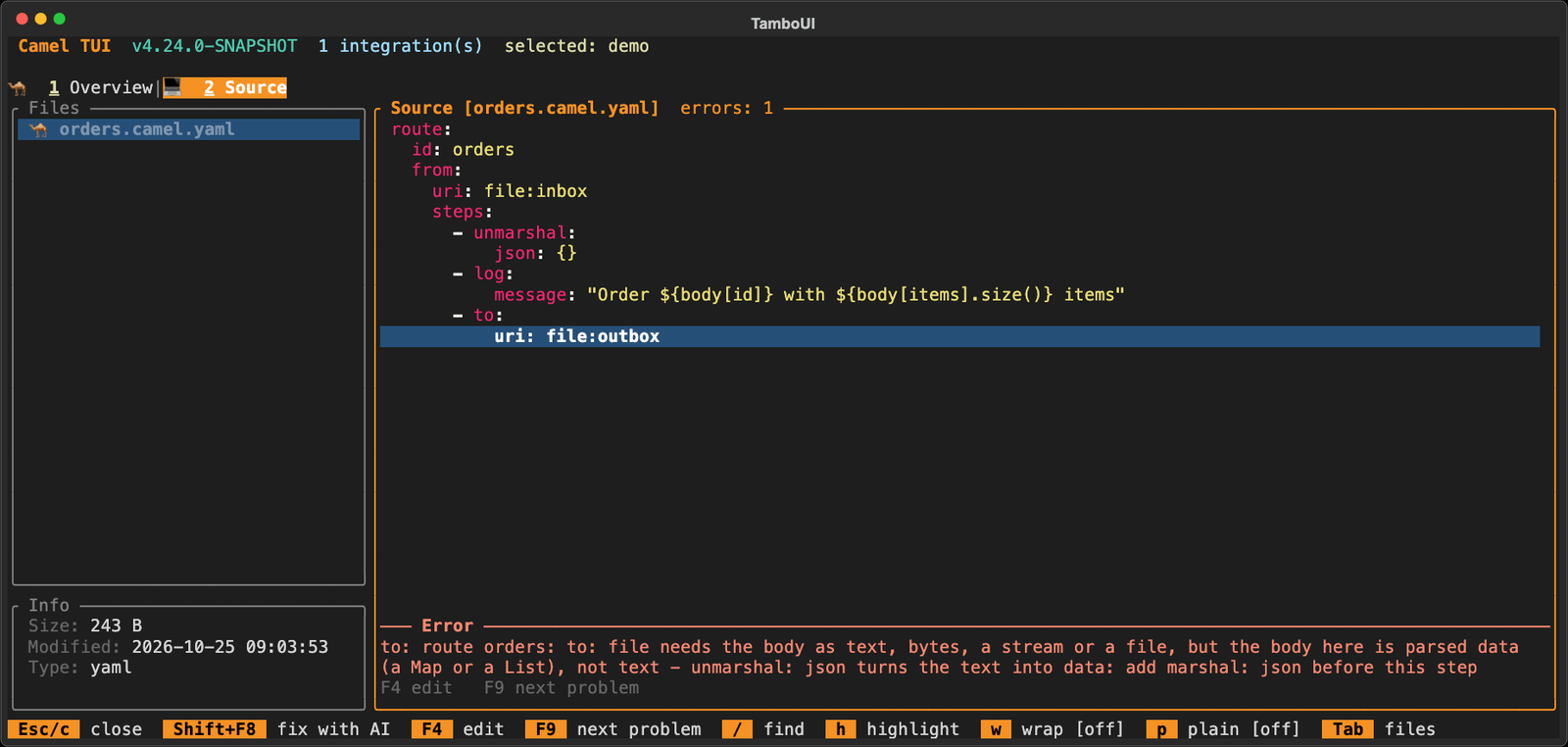 A route that writes the parsed JSON to a file
